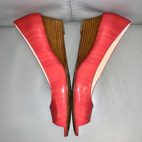 Calvin Klein Bree Coral Peep Toe Wedges - Picture 4 of 8